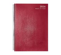 VIVAAS A5 2026 Spiral Bound Week To View Diary with Hardback Cover, Weekly Planner for Students, Teachers, Home, and Office Selection WTV Organizer | Academic Organiser (Red)
