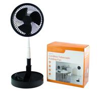 VIVAAS Cordless Telescopic Folding Fan USB Rechargeable Compact Design For Adjustable Height Air Circulator Floor Fan for Outdoor, Courtyard, Beach, Home, Office And Travel Pedestal Fan (Black)