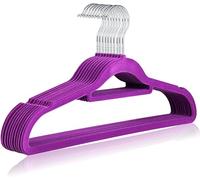 VIVAAS Purple Non-Slip Flocked Velvet Hangers Space Saving Coat Clothes Hangers With Trouser Bar And Tie Bar360° Swivel Hooks, Sturdy To Hold Jumper, Pullovers, Jackets & Hoodies (20 Pack)
