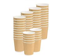 VIVAAS Ripple Paper Hot Drink Tea Cups with Durable Triple Wall Material & Disposable Coffee Cups Ideal for Takeaway Drinks Hot, Cold | Coffee Cups | Hot Drink Cups (500, 8oz)