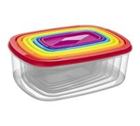 VIVAAS Set of 7 PCS Rectangle Food Storage Containers Air Tight BPA free Plastic Food Storage Box with Rainbow Lids Space Saving Design Leak Proof Microwave Freezer & Dishwasher Safe