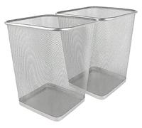 VIVAAS Silver Square Metal Waste Paper Bin Lightweight Mesh Trash Can Waste Basket Garbage Can Waste Bin for Bathrooms, Kitchens, Home Offices, Living Room, Indoor Garbage Mesh Bin (2)