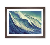 Vivacious Ocean Wave Framed Print | A2 Walnut Framed Wall Art | Ready to Hang | Modern Nautical Picture | Living Room Bedroom Lounge Office