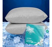 VivaCozy NexChill Cooling Pillow Cases for Hot Sleepers, Set of 2 Cool Pillow Protectors with Hidden Zipper, Cold Pillow Covers Standard to Queen Size, Softer Than Silk Pillowcases, Gift, Grey