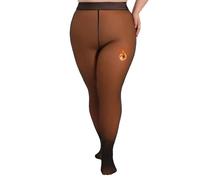 VivaCurve Plus Size Fleece Lined Tights Women Fake Translucent Warm Pantyhose Sheer Thick Thermal Leggings for Winter, Caramel, XXL-3XL