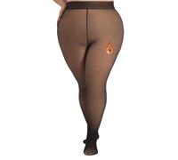 VivaCurve Plus Size Fleece Lined Tights Women Fake Translucent Warm Pantyhose Sheer Thick Thermal Leggings for Winter, Black, L-XL