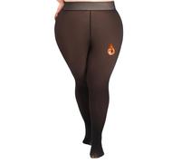 VivaCurve Plus Size Fleece Lined Tights Women Fake Translucent Warm Pantyhose Sheer Thick Thermal Leggings for Winter, Cocoa, XXL-3XL