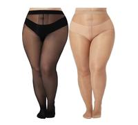 VivaCurve Plus Size Tights for Women, Sheer Tights Ultra Thin Pantyhose, Black & Nude, XL-XXL