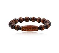Vivaday 9 Eye Dzi Bead Bracelet for Men, Technology Wood Beaded Bracelet, Lucky Dzi Spiritual Jewelry, Protection & Prosperity Feng Shui Energy Gift for Dad Husband