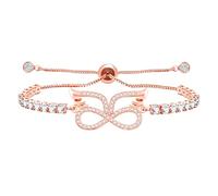 Vivaday Adjustable Bowknot Dainty Wing Bracelet | Eternity Symbol Guardian Romance Tennis Bracelets | Rose Gold Plate Inlaid zircon Sliding Friendship Jewelry | Grace and Beauty | YA4874