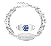 Vivaday Adjustable Medical Alert Bracelet | Customizable ID Double Chain Lightweight Hypoallergenic Bracelets | Running Jewelry Unisex Y4025