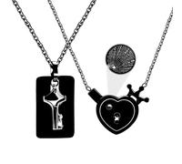 Vivaday Black Couple Necklace Set with 100 Languages “I Love You” Projection, Stainless Steel Heart Lock and Key Matching Necklaces, Valentine’s Day Necklaces for Couples