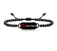 Vivaday Blood Thinner Awareness Bracelet | Custom Beaded Medical Alert jewelry with Emergency Info | Stainless Steel Copper Bead Personalized Health Alert Tag Bracelets for Men and Women YA4986
