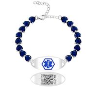 Vivaday Chic Zirconia Custom Medical Alert Band | Adjustable Engraved Personalized Medical ID Bracelet | Elegant Adjustable Customizable Bracelets | Mountain climbing anti-lost Design YA5731