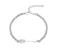 Vivaday Cupid Arrow and Heart Couples Bracelets, Stainless Steel Cuban Chain Adjustable His & Hers Bracelets for Valentine's Day Love Jewelry YS6791