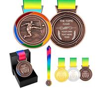 Vivaday Custom Football Bronze Medal, Engraved Back Personalized Award with Neck Ribbon, 3rd Place Football Medal for Tournament Competition, 2.75" Diameter