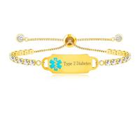 Vivaday Custom Medical ID Bracelet | Adjustable Engraved Emergency Symbol Allergy-Safe Cubic Zirconia Bracelets | Women’s Travel Mountain Climbing Anti-Lost Design YA4987