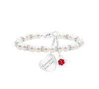 Vivaday Custom Text Pearl Medical Alert Bracelet for Women, Personalized Emergency Medical ID, Heart Charm Quick Identification Jewelry Gift for Her Mom Grandma