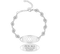 Vivaday Elegant Zirconia Durable Medical ID Alert Bracelet | Emergency Medical Personalized Text Bracelets | Gentle on Skin | Women’s Adjustable Mountain climbing anti-lost YA5726
