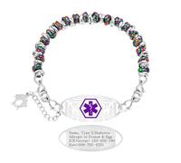 Vivaday Emergency ID Bracelet | Textured Chain Link Design | Personalized Medical Alert Comfortable Wristband | Mountain climbing anti-lost bracelets For Sensitive Skin YA5541