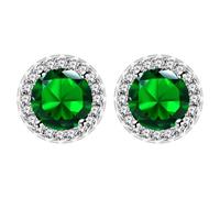 Vivaday Fashionable Green Cubic Zirconia Stud Earrings for Her | Low-Allergy Birthstone Wealth Jewelry for Mom Mother’s Day and New Year Gift