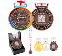 Vivaday Football Bronze Medal with Union Jack Ribbon - QR Code Scannable Award for Achievement Tracking, Soccer Tournaments, Team Competitions and End of Season 3rd Place Prize