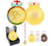 Vivaday Football Gold Medal with Union Jack Ribbon - QR Code Scannable Award for Player Achievements, Soccer Tournaments, Team Competitions and End of Season Champion Prize