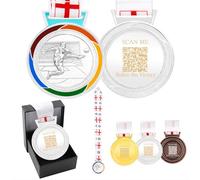 Vivaday Football Silver Medal with Union Jack Ribbon - QR Code Scannable Award for Team Stats, Soccer Tournaments, Team Competitions and End of Season Runner-up Prize