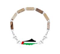 Vivaday Free Palestine Stone Link Accessory | Palestinian Solidarity Bracelet | Cultural Palestinian Pride Wristband | Middle Eastern Charm Bracelets YA6030