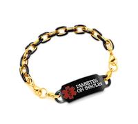 Vivaday Insulin-Dependent Diabetes Alert Bracelet | Black Enamel Waterproof Wristband | Custom Emergency Contact ID Wristband |Stainless Steel Lost Prevention Bracelets | 7.5"+2"