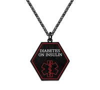 Vivaday Medical Alert Necklace for Men, Stainless Steel Diabetes On Insulin ID Pendant with Emergency Engraving, Health Identification Jewelry Gift for Father's Day, Christmas