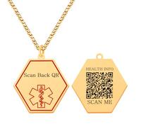 Vivaday Medical Alert Necklace for Men, Stainless Steel Dynamic QR Code ID Pendant with Editable Health Information, Emergency Jewelry Gift for Father's Day Anniversary