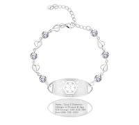 Vivaday Medical ID Glamorous CZ Bracelet | Adjustable Medical ID Personalized Emergency Symbol Bracelets | Lightweight Allergy-Safe Stylish Custom Jewelry | Ideal For anti-lost YA5759