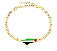 Vivaday Middle Eastern Flag Chain Accessory | Palestinian Pride Bracelet | Handmade Palestinian Peace Bracelets | Palestinian Flag Charm Jewelry | Ideal For Peaceful Statement YA5031