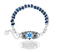 Vivaday Multi Ring Medical Emergency ID Bracelet | Quick Release Medical Symbol Wristband | Personalized Adjustable Stainless Bracelets | Travel Ready for Women Jewelry YA5541