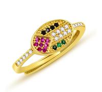 Vivaday Palestine Colors Ethnic Middle Eastern Fashion Jewelry | Adjustable Oval Design Cubic Zirconia Ring | Stylish Rings for Women Social Events YA6340