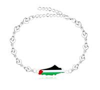Vivaday Palestinian Pride Heart Link Bracelet | Equality and Peace Wristband | Support Palestinian Movement Jewelry | Handmade Social Justice Peace Symbol Bracelets YA5212