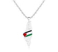 Vivaday Personalized Arabic Inscription Pendant | Handcrafted Palestinian Flag Necklace | Palestinian Peace Symbol Necklaces | Unisex Middle Eastern Jewelry YA5138