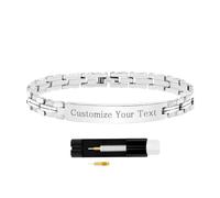 Vivaday Personalized Christian Bracelet for Men, Custom Engraved Stainless Steel Faith Bracelet, Adjustable Link Religious Jewelry, Meaningful Gift for Him