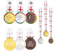 Vivaday Personalized Football Medals Set Gold Silver Bronze with Union Jack Ribbon - Custom Engraved Football Awards for Team Name, Event Date and MVP, Tournaments and End of Season Awards