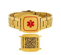 Vivaday QR Code Personalized Medical ID Emergency Contact Wristband | Custom Engraved Stainless Steel Adjustable ICE Bracelet | Red EMS Star of Life Symbol Safety ID Jewelry for Men Seniors