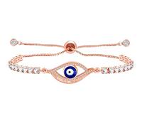 Vivaday Rose Gold Plated Devil's Eye Bolo Bracelet Crystal Jewelry Mother Wife Sisters Protective Bracelet Teenager Girl Graduation Birthday Gif