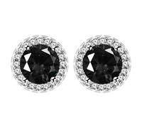 Vivaday Sl lack Cubic Zirconia Stud Earrings for Women Men | White Gold Plated Round Cut CZ | Hypoallergenic Black Diamond-Look Earrings for Dad BF Husband Birthstone Jewelry