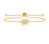 Vivaday Smart Turtle Charm Bracelet for Women - Delicate Gold-Plated Adjustable Bolo Clasp with Cute Turtle Element for Her Birthday Thanksgiving SJA4597