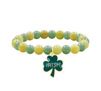 Vivaday St. Patrick's Day Handmade Green Beaded Bracelet for Women - IRISH Clover Charm, Irish Faith, Hope & Blessing Jewelry YS5659