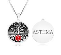 Vivaday Stainless Steel Tree of Life Pendant | Custom Medical Alert Necklace | Unisex Safety ID Tag | Travel & Sports Wear | Anti-Lost Chain for Outdoor Use YA5053