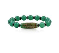 Vivaday Tibetan Nine-Eye Dzi Bead Bracelet for Men, Green Aventurine Crystal Bracelet, Prosperity and Success Feng Shui Wristband, Spiritual Meditation Jewelry for Dad Husband YA5287