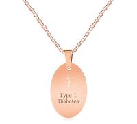 Vivaday Type 1 Diabetes Emergency ID Necklace for Women - Waterproof Rose Gold Plated Stainless Steel Dog Tag Pendant - Allergy Awareness Medical Alert Jewelry