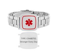 Vivaday TYPE I DIABETES Bracelet | Custom Engraved Medical ID Jewelry | Stainless Steel Wide Band Emergency Medical Alert Wristband | Red Star of Life EMS Symbol | Personalized Safety ID Bracelet Men