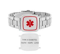 Vivaday TYPE II DIABETES Bracelet | Custom Engraved Stainless Steel Medical ID Bracelet | Wide Band Emergency Contact ICE Wristband | Red Star of Life EMS Symbol | YA6036